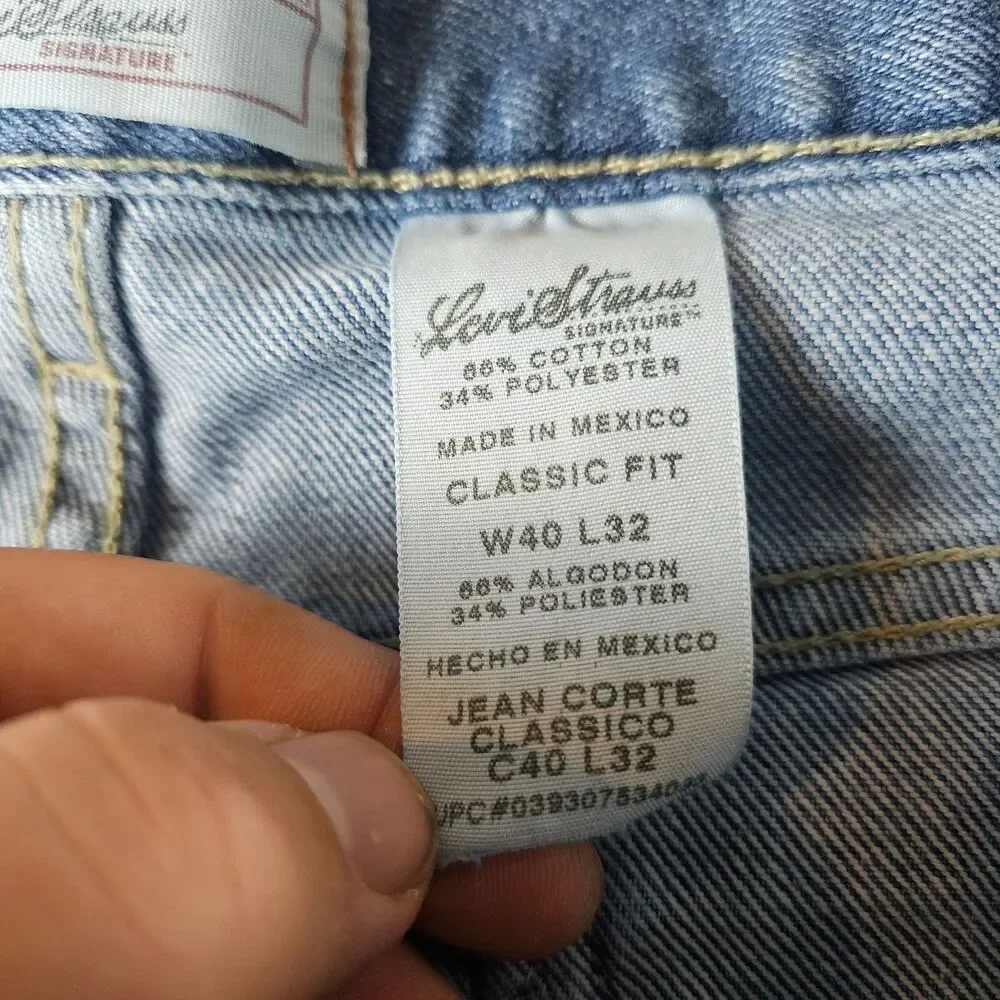 Levis Signature Jeans Mens 38x30* Denim Light Wash Classic Straight Vintage Y2K